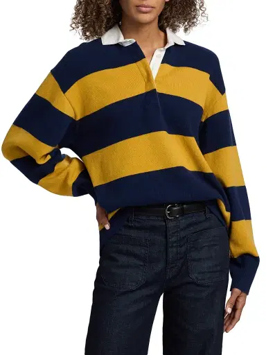 Nili Lotan Women's Rashida Striped Wool-Blend Rugby Sweater | Thumbnail 3 Nili Lotan Women's Rashida Striped Wool-Blend Rugby Sweater | Thumbnail 3
