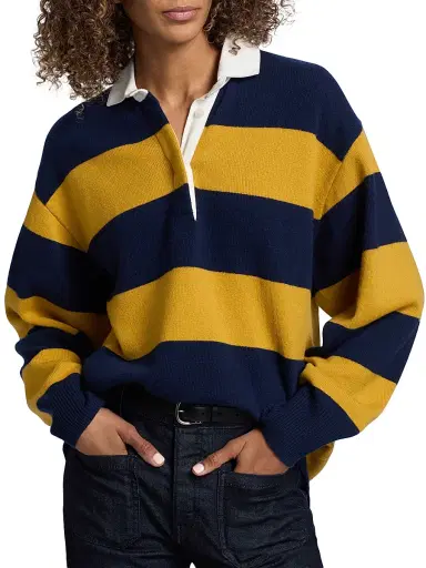 Nili Lotan Women's Rashida Striped Wool-Blend Rugby Sweater | Thumbnail 6 Nili Lotan Women's Rashida Striped Wool-Blend Rugby Sweater | Thumbnail 6