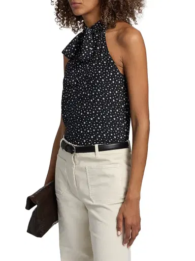 Nili Lotan Women's Alla Star-Print Silk Halterneck Tank | Thumbnail 4 Nili Lotan Women's Alla Star-Print Silk Halterneck Tank | Thumbnail 4