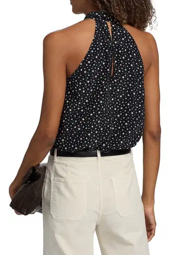Nili Lotan Women's Alla Star-Print Silk Halterneck Tank | Thumbnail 5 Nili Lotan Women's Alla Star-Print Silk Halterneck Tank | Thumbnail 5