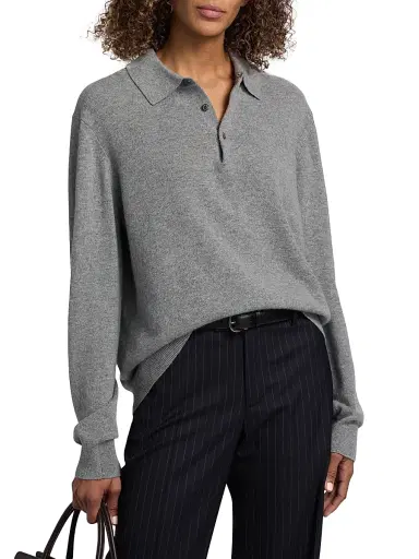 Nili Lotan Women's Jovan Cashmere Polo Sweater | Thumbnail 3