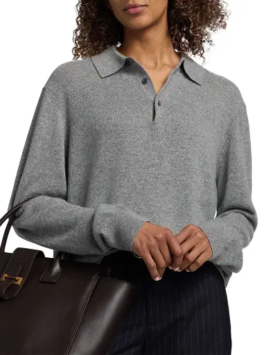 Nili Lotan Women's Jovan Cashmere Polo Sweater | Thumbnail 6
