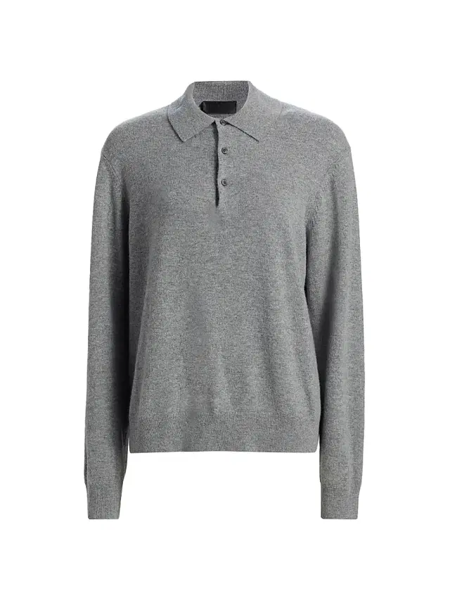 Nili Lotan Women's Jovan Cashmere Polo Sweater - Pebble Grey Heather
