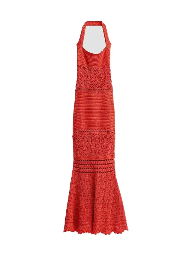 Retrofête Women's Peggie Crochet Halter Maxi Dress - Geranium