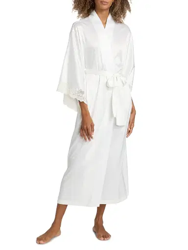 Natori Women's Peony Glamour Lace-Trim Robe - White - Size XL | Thumbnail 2 Natori Women's Peony Glamour Lace-Trim Robe - White - Size XL | Thumbnail 2