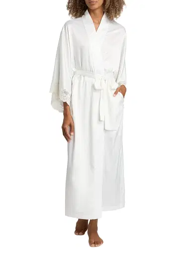 Natori Women's Peony Glamour Lace-Trim Robe - White - Size XL | Thumbnail 3 Natori Women's Peony Glamour Lace-Trim Robe - White - Size XL | Thumbnail 3