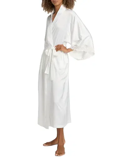 Natori Women's Peony Glamour Lace-Trim Robe - White - Size XL | Thumbnail 4 Natori Women's Peony Glamour Lace-Trim Robe - White - Size XL | Thumbnail 4