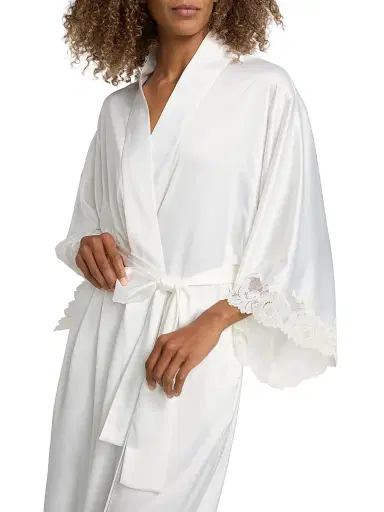 Natori Women's Peony Glamour Lace-Trim Robe - White - Size XL | Thumbnail 6 Natori Women's Peony Glamour Lace-Trim Robe - White - Size XL | Thumbnail 6