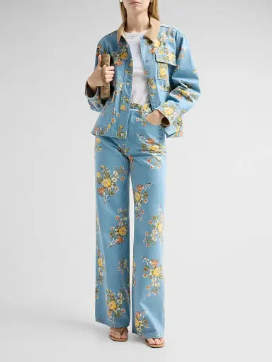 Veronica Beard Women's Taylor Floral High-Rise Jeans - Garden Bouquet - Size 32 | Thumbnail 2 Veronica Beard Women's Taylor Floral High-Rise Jeans - Garden Bouquet - Size 32 | Thumbnail 2