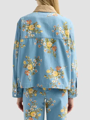 Veronica Beard Women's Leighton Floral Denim Jacket - Garden Bouquet - Size XL | Thumbnail 3 Veronica Beard Women's Leighton Floral Denim Jacket - Garden Bouquet - Size XL | Thumbnail 3
