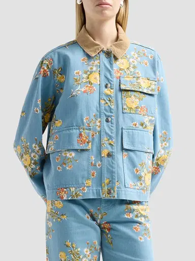 Veronica Beard Women's Leighton Floral Denim Jacket - Garden Bouquet - Size XL | Thumbnail 4 Veronica Beard Women's Leighton Floral Denim Jacket - Garden Bouquet - Size XL | Thumbnail 4