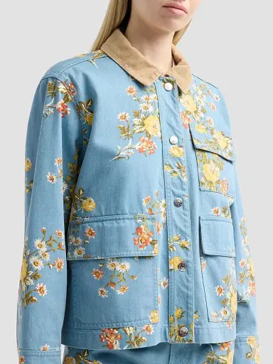 Veronica Beard Women's Leighton Floral Denim Jacket - Garden Bouquet - Size XL | Thumbnail 5 Veronica Beard Women's Leighton Floral Denim Jacket - Garden Bouquet - Size XL | Thumbnail 5