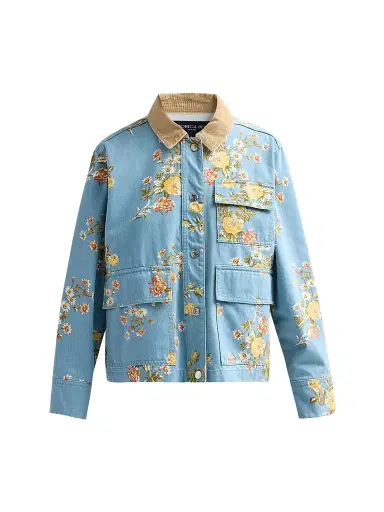 Veronica Beard Women's Leighton Floral Denim Jacket - Garden Bouquet - Size XL | Thumbnail 1 Veronica Beard Women's Leighton Floral Denim Jacket - Garden Bouquet - Size XL | Thumbnail 1