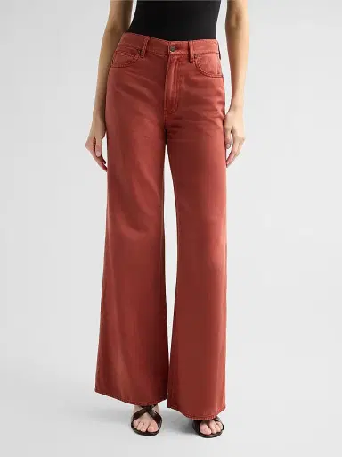Veronica Beard Women's Kasey Wide-Leg Jeans - Rust | Thumbnail 4
