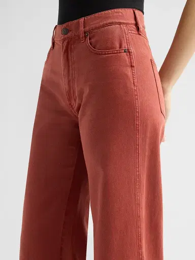 Veronica Beard Women's Kasey Wide-Leg Jeans - Rust | Thumbnail 5