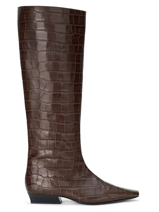 Staud Women's Wally Croc-Embossed Leather Knee-High Boots - Espresso Croco