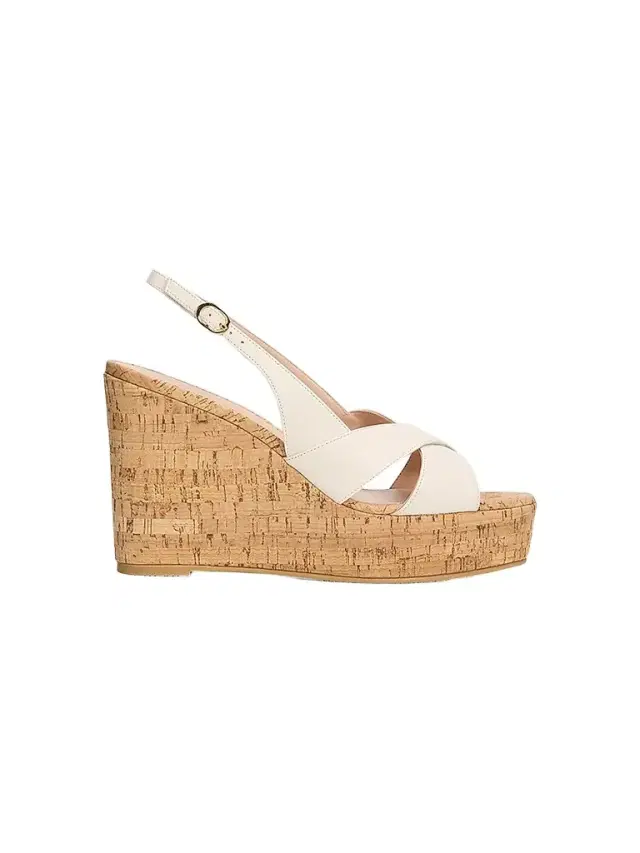 Stuart Weitzman Women's Dayna Leather Slingback Wedges - Cream
