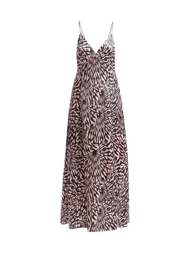 Ulla Johnson Women's Oriana Zebra-Print Satin A-Line Maxi Dress - Rhodonite