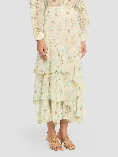 Ulla Johnson Women's Delfina Floral Silk Blouse - Moon Petal - Size 12 | Thumbnail 4 Ulla Johnson Women's Delfina Floral Silk Blouse - Moon Petal - Size 12 | Thumbnail 4