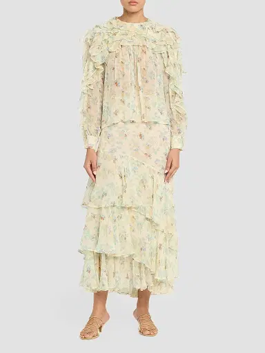 Ulla Johnson Women's Meadow Silk Midi Skirt | Thumbnail 2 Ulla Johnson Women's Meadow Silk Midi Skirt | Thumbnail 2
