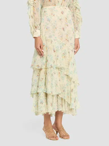 Ulla Johnson Women's Meadow Silk Midi Skirt | Thumbnail 3 Ulla Johnson Women's Meadow Silk Midi Skirt | Thumbnail 3