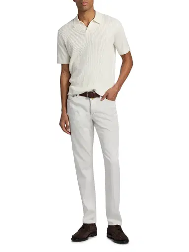 Sartorio Napoli Men's Cotton-Blend Slim-Leg Trousers - Optical White | Thumbnail 2