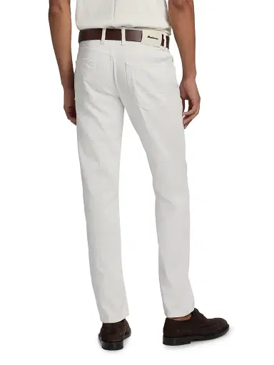Sartorio Napoli Men's Cotton-Blend Slim-Leg Trousers - Optical White | Thumbnail 5