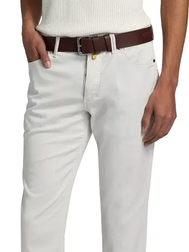 Sartorio Napoli Men's Cotton-Blend Slim-Leg Trousers - Optical White | Thumbnail 6