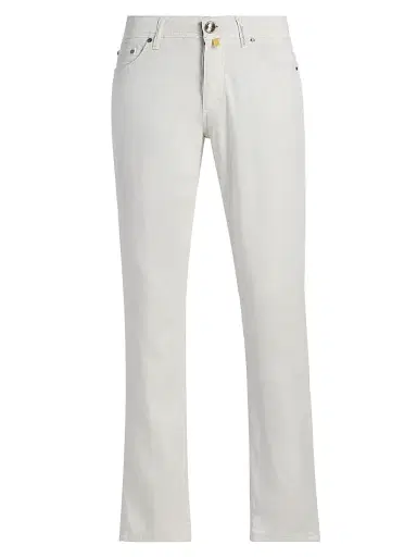 Sartorio Napoli Men's Cotton-Blend Slim-Leg Trousers - Optical White | Thumbnail 1