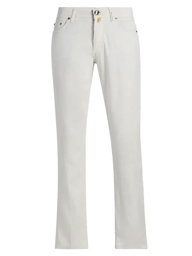 Sartorio Napoli Men's Cotton-Blend Slim-Leg Trousers - Optical White