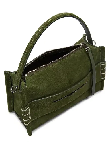 JW Anderson Women's Small Loafer Suede Top Handle Bag - Khaki | Thumbnail 4 JW Anderson Women's Small Loafer Suede Top Handle Bag - Khaki | Thumbnail 4