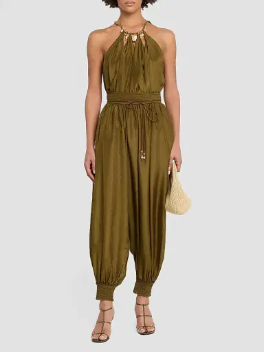 Zimmermann Women's Mahon Silk Blouse - Olive - Size 10 | Thumbnail 2