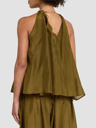 Zimmermann Women's Mahon Silk Blouse - Olive - Size 10 | Thumbnail 3