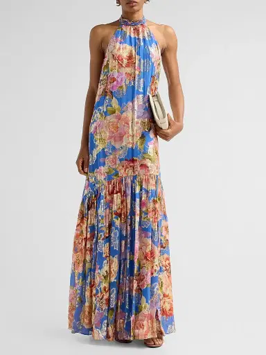 Hemant & Nandita Women's Floral A-Line Maxi Dress - Blue | Thumbnail 2 Hemant & Nandita Women's Floral A-Line Maxi Dress - Blue | Thumbnail 2
