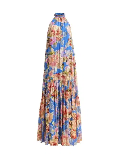 Hemant & Nandita Women's Floral A-Line Maxi Dress - Blue | Thumbnail 1 Hemant & Nandita Women's Floral A-Line Maxi Dress - Blue | Thumbnail 1