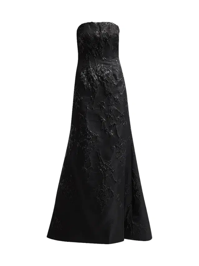 Rene Ruiz Collection Women's Embellished Jacquard Strapless Gown - Black