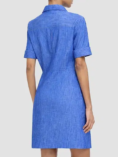 Callas Milano Women's Ondine Short Sleeve Tucked Waist Shirt Dress - Indigo | Thumbnail 4 Callas Milano Women's Ondine Short Sleeve Tucked Waist Shirt Dress - Indigo | Thumbnail 4