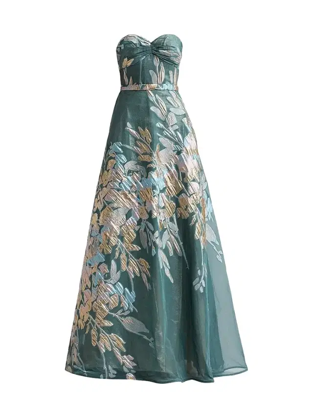 Rene Ruiz Collection Women's Floral Strapless Sweetheart Gown - Slate Multi