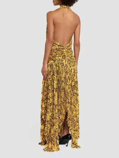 Proenza Schouler Women's Paulina Printed Pleated Midi Dress - Gold Multi - Size 10 | Thumbnail 4 Proenza Schouler Women's Paulina Printed Pleated Midi Dress - Gold Multi - Size 10 | Thumbnail 4
