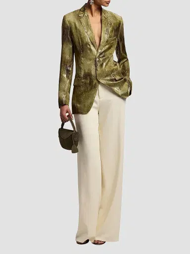 Ralph Lauren Collection Women's Marcy Metallic Jacquard Blazer - Cypress Multi - Size 8 | Thumbnail 2 Ralph Lauren Collection Women's Marcy Metallic Jacquard Blazer - Cypress Multi - Size 8 | Thumbnail 2