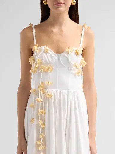 PatBo Women's Floral Applique Tricoline Bustier Midi Dress | Thumbnail 5 PatBo Women's Floral Applique Tricoline Bustier Midi Dress | Thumbnail 5