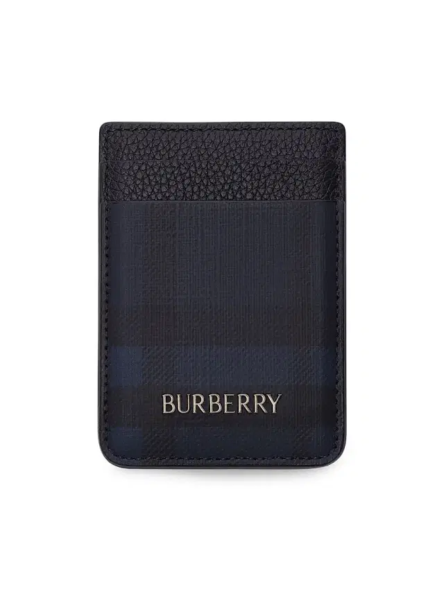 Burberry Men's City Check Leather Card Case - Navy