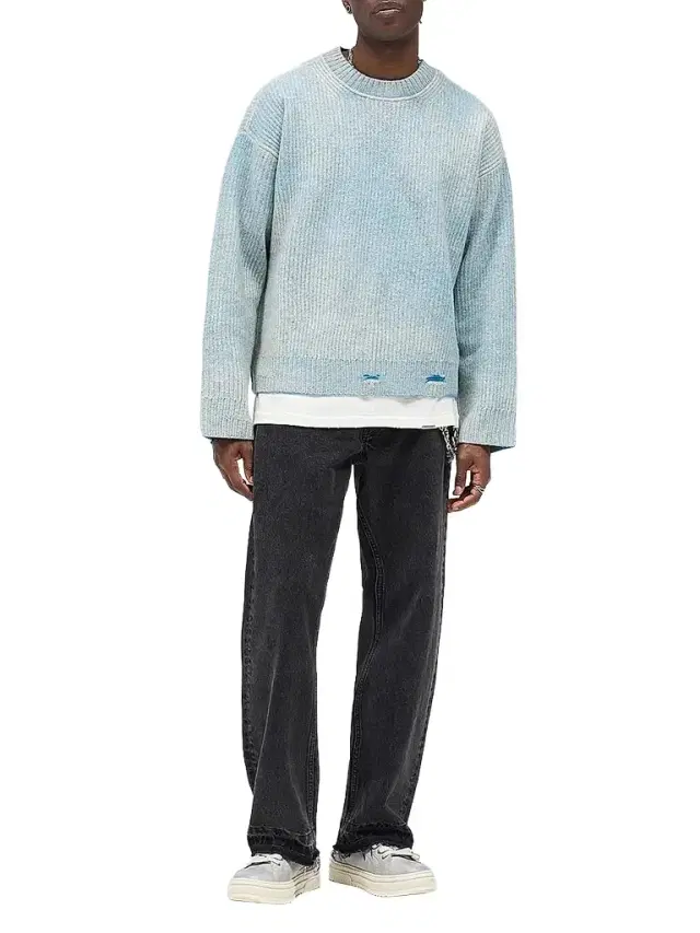 Represent Men's Legacy Fade Out Reversible Knit Crewneck Sweater - Cloud