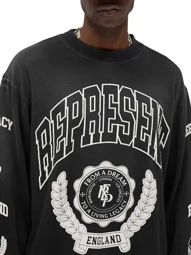 Represent Men's Legacy Crest Long-Sleeve Shirt - Stained Black | Thumbnail 5 Represent Men's Legacy Crest Long-Sleeve Shirt - Stained Black | Thumbnail 5
