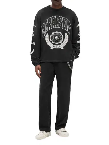 Represent Men's Legacy Crest Long-Sleeve Shirt - Stained Black | Thumbnail 1 Represent Men's Legacy Crest Long-Sleeve Shirt - Stained Black | Thumbnail 1