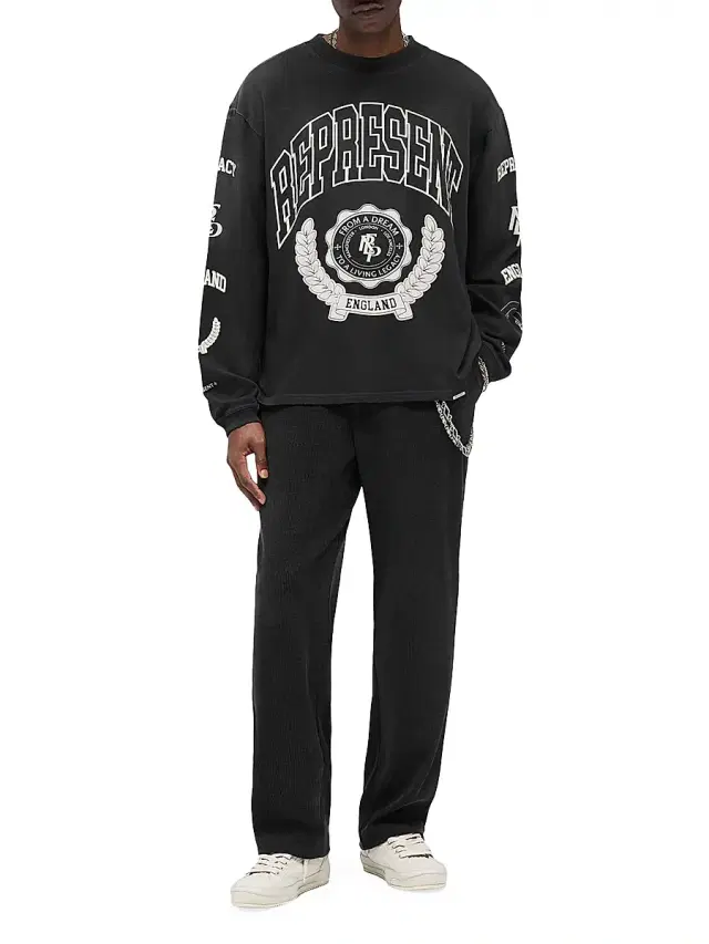 Represent Men's Legacy Crest Long-Sleeve Shirt - Stained Black