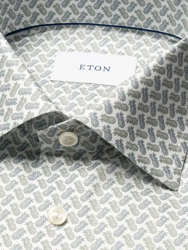 Eton Men's Contemporary-Fit Twill Pineapple Dress Shirt - Mid Blue | Thumbnail 3