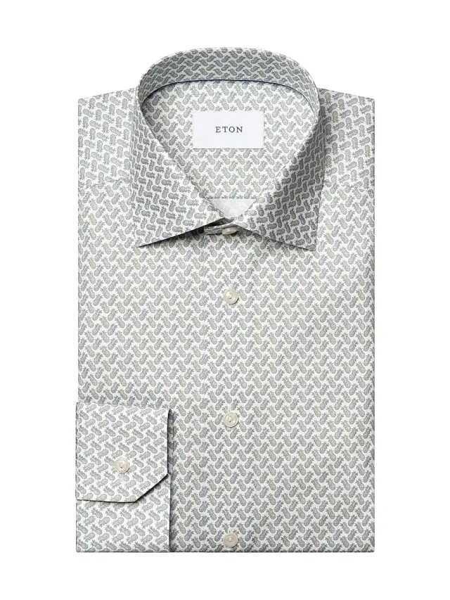 Eton Men's Contemporary-Fit Twill Pineapple Dress Shirt - Mid Blue