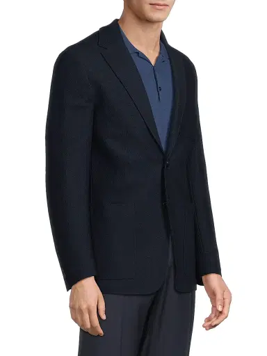 Canali Men's Textured Jersey Wool Jacket - Dark Blue | Thumbnail 4 Canali Men's Textured Jersey Wool Jacket - Dark Blue | Thumbnail 4
