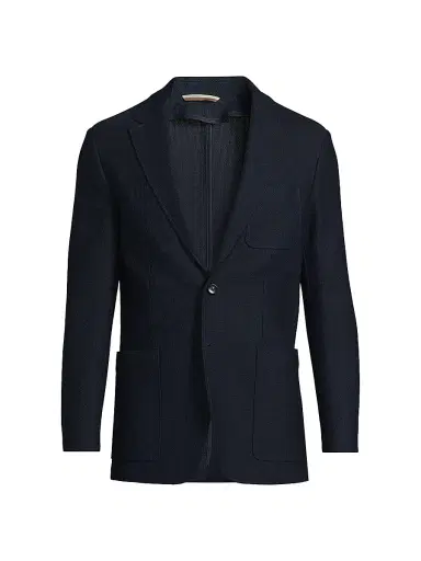 Canali Men's Textured Jersey Wool Jacket - Dark Blue | Thumbnail 1 Canali Men's Textured Jersey Wool Jacket - Dark Blue | Thumbnail 1